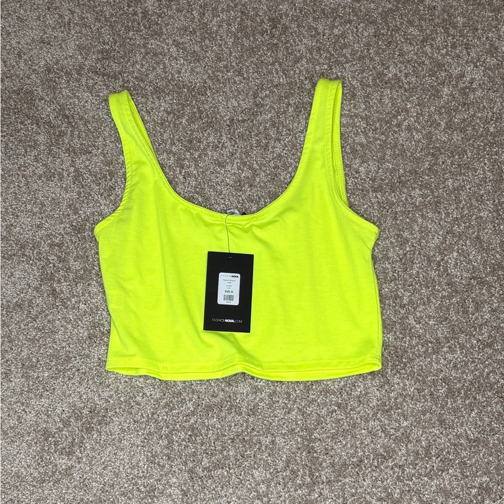 Fashion Nova Neon Yellow Crop Top